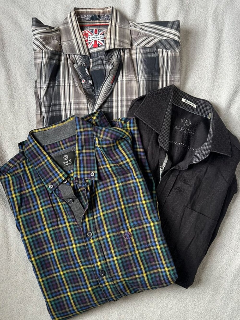 7 Downie St. Men’s Plaid Long Sleeve Sport Shirt - Black / Grey - US Medium - Picture 10 of 10
